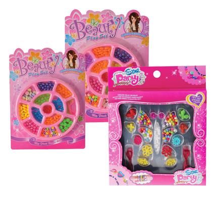 Bulk Pack 5 X D.I.Y. Necklace Set Plastic Beads and Strings Assorted