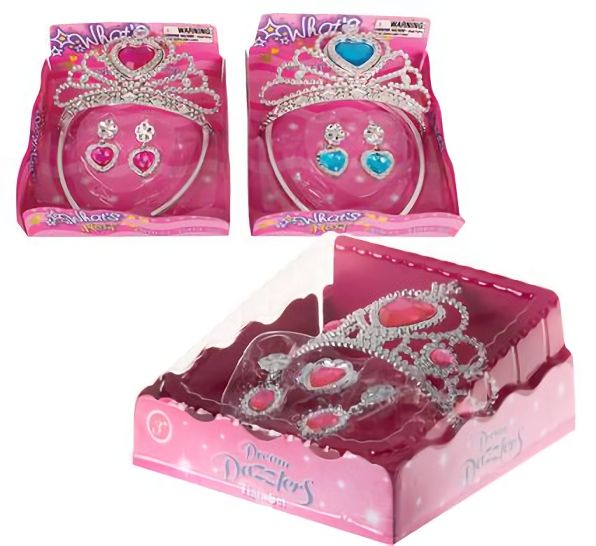 Bulk Pack 6 X Princess Accessories Assorted Tiara and Ear Rings