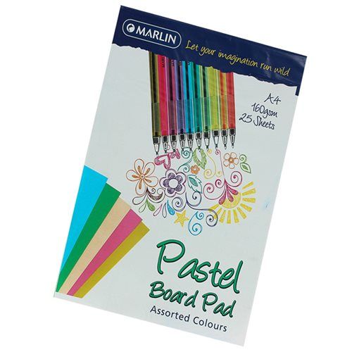 Bulk Pack 6 X Marlin Board Pad Assorted Pastel Colours - 25 Sheets A4 160gsm