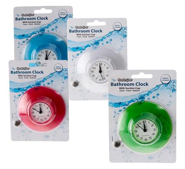 Bulk Pack 5x Quartz Bathroom Clock With Suction Pad and Battery