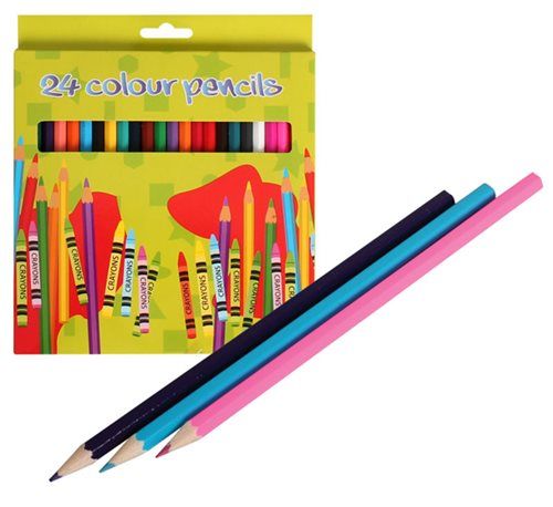 Bulk Pack 5x Long Pencil Crayons 18cm 24 Colours