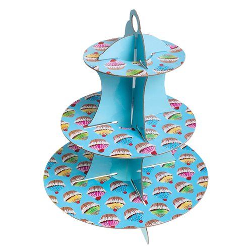 Bulk Pack 5x Paper Cup Cake Stand 3 Tier Folds Away For Easy storage