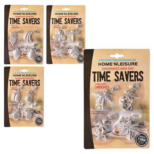 Bulk Pack 4x Home 'N Leisure Tablecloth Clamps Card 4 Assorted Designs
