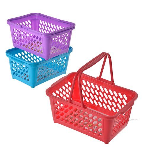 Bulk Pack 4x Plastic Basket With Carry Handles 31x43x64cm Assorted Colours