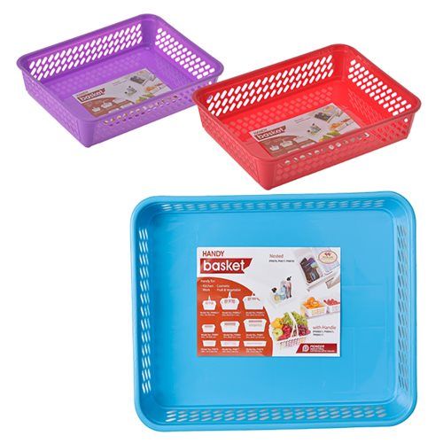 Bulk Pack 4x Plastic Basket 25x32x6cm Assorted Colours