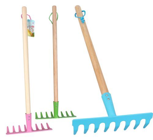 Bulk Pack 4x "Garden Monsters" Kids Metal Rake Assorted Colours