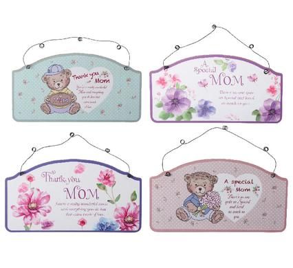Bulk Pack 4x Plaque Wooden Hanging Mom Sentiment 23cm