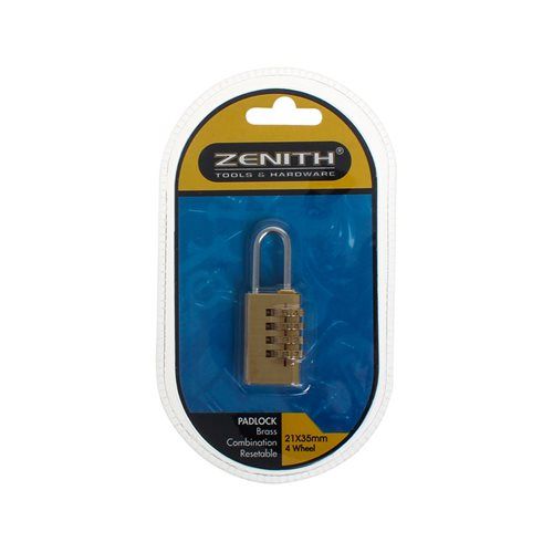 Bulk Pack 4x Zenith Resettable Combination Padlock 35x21mm 4 Wheel
