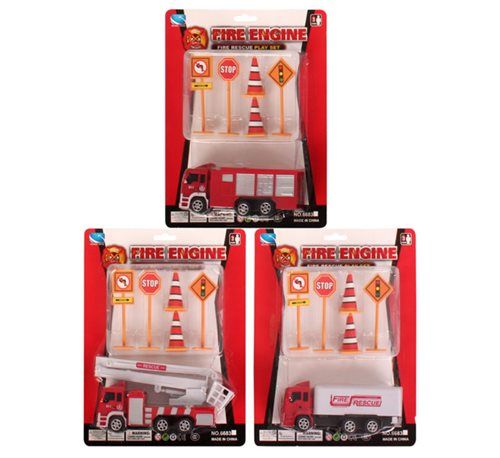 Bulk Pack 3x Fire Engine &amp; Accessories 16cm Assorted