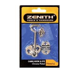 Bulk Pack 3x Cabin-Hook+Eye Cp+Screws 75mm Zenith
