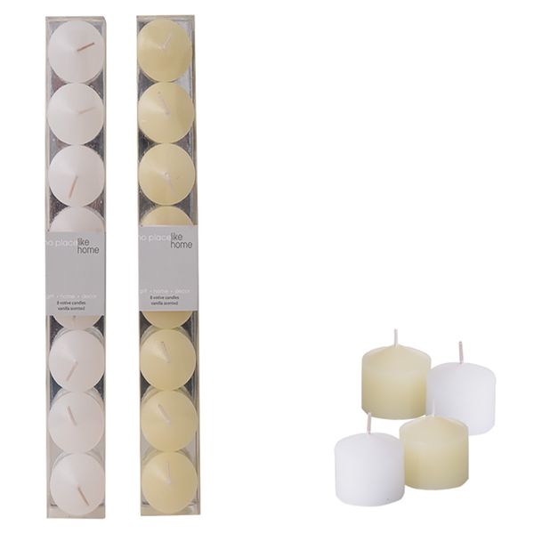 Bulk Pack 3x Vanilla Scented White Votive Candles Pack of 8