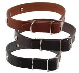 Bulk Pack 3x Pet Dog-Collar Leather Rivetted 19mm