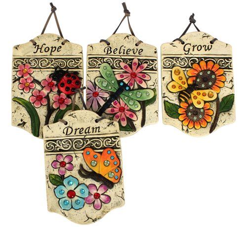 Bulk Pack 3x Garden Wall Plaque 13x19cm Assorted