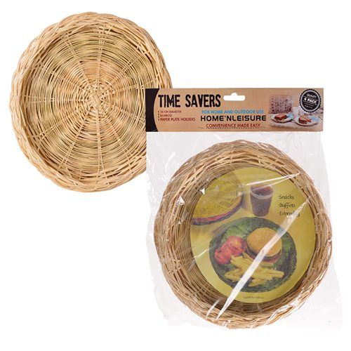 Bulk Pack 3x Home 'N Leisure Paper Plate Holders Bamboo Pack 4