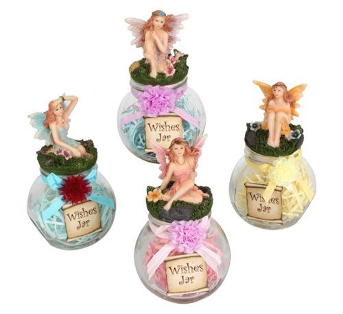 Bulk Pack 3x Polyresin Fairy With A Wishes Jar 8.5cm High Assorted