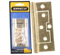 Bulk Pack 3x Hinge Flush Brass Plastic+Screws 100mm 1pr