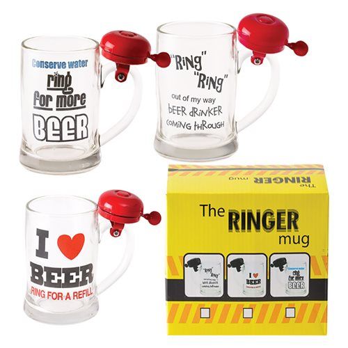 Bulk Pack 3x Glass Joke Beer Mug With Bell
