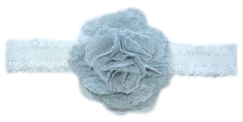 Baby Headbands Detailed Net Flower Headband - White