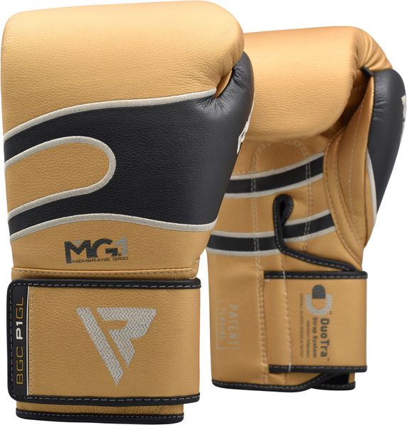 RDX Boxing Gloves Leather P1 Golden