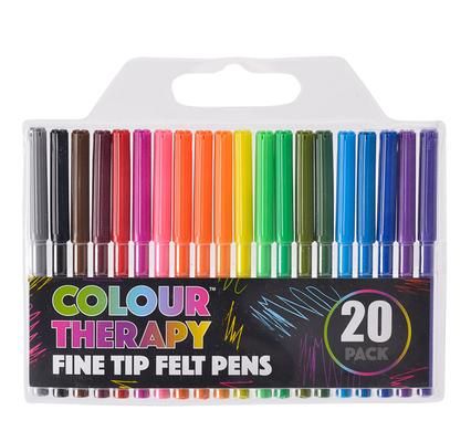 3 Colour Therapy Fine Tip Felt Pens - Set of 20