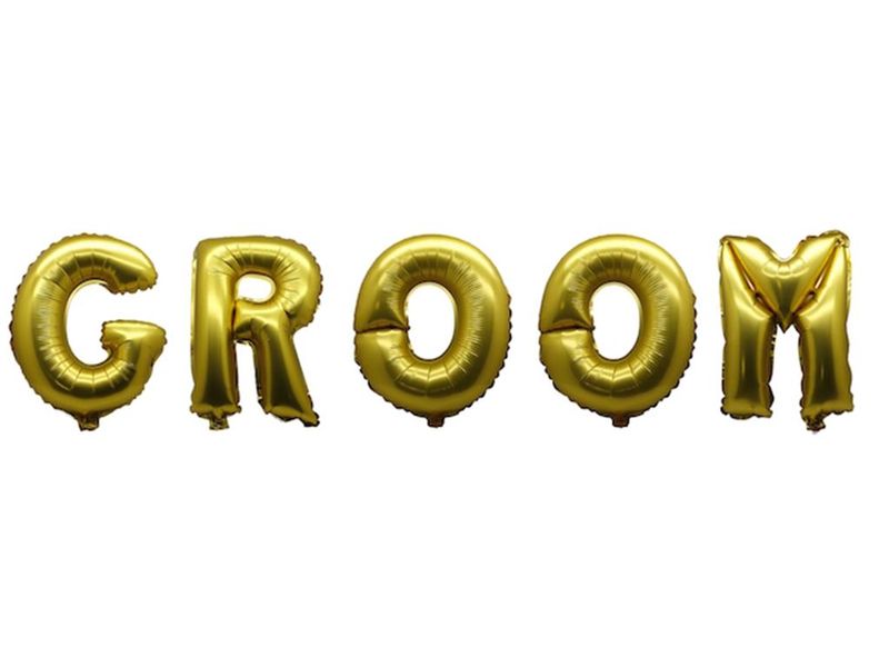Bright Gold Foil Letter Balloons 40" - Groom