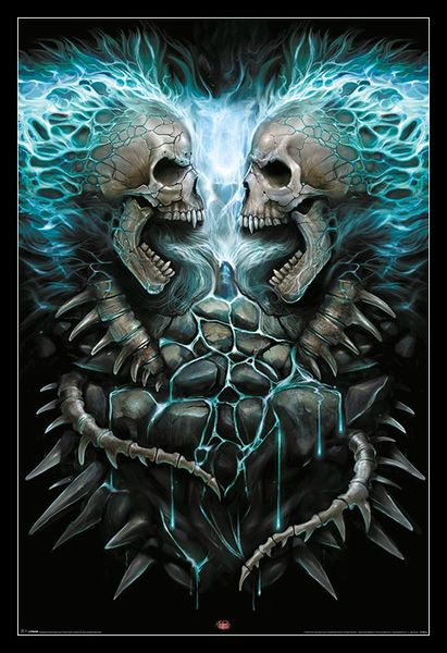 Spiral - Flaming Spine Poster With Black Frame