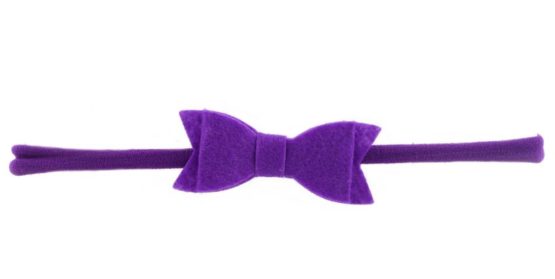 Small Felt Bow on Nylon Headband - White (Size: 0 Months - 7 Years)