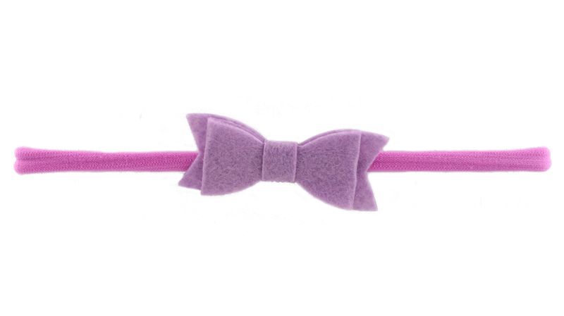 Small Felt Bow on Nylon Headband - Lavender (Size: 0 Months - 7 Years)