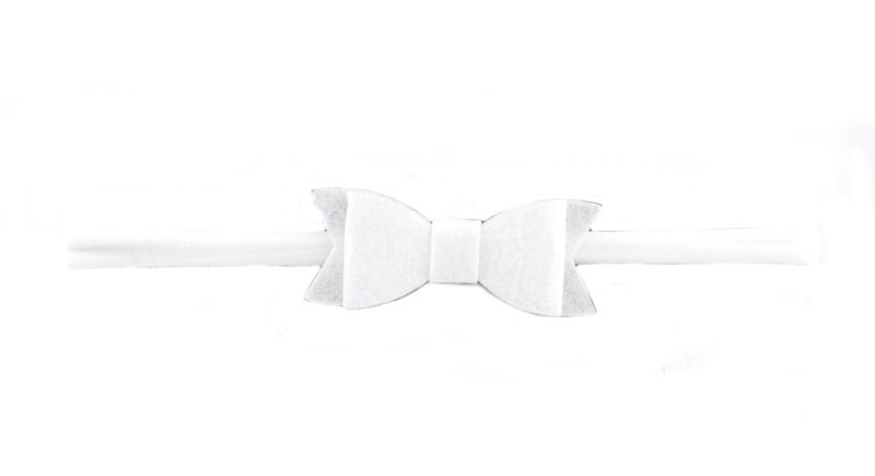 Small Felt Bow on Nylon Headband - White (Size: 0 Months - 7 Years)