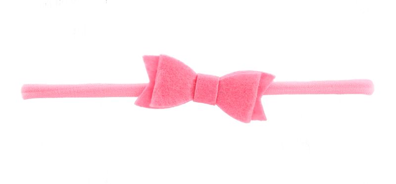 Small Felt Bow on Nylon Headband - Light Pink (Size: 0 Months - 7 Years)