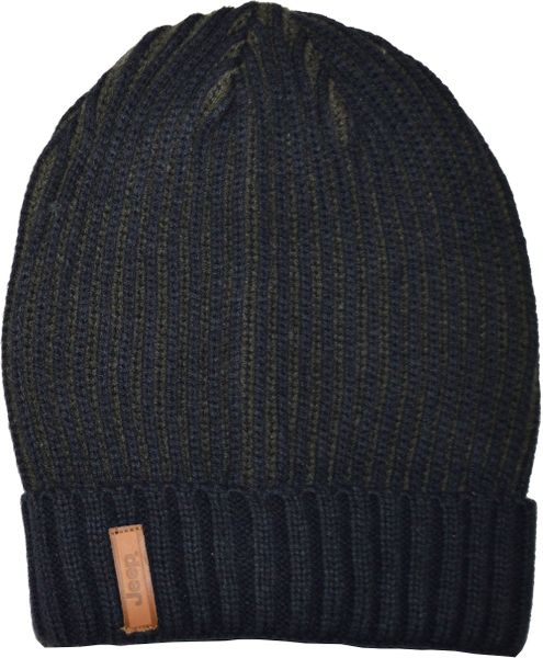 Jeep Turn Up Knit Beanie - Navy Blue