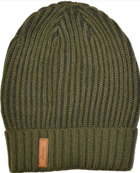 Jeep Turn Up Knit Beanie - Olive Green