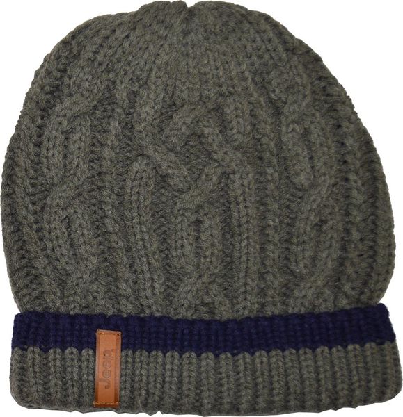 Jeep Cable Knit Beanie - Mid Grey / Navy