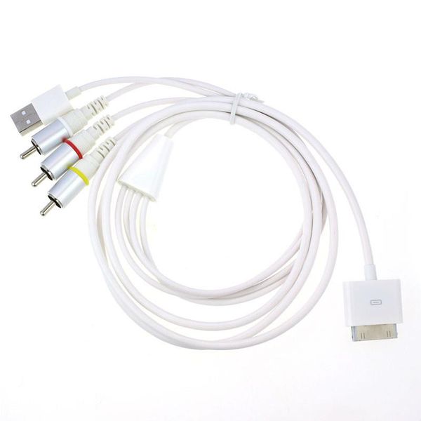 Video AV Cable to TV 3RCA &amp; USB Charger for iPad/iPod/iPhone 4, 4S /iPod Touch with 1.8m Cable