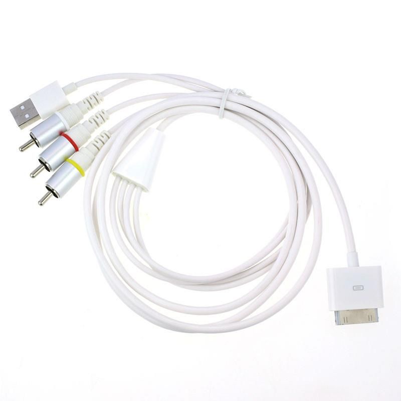 Video AV Cable to TV 3RCA & USB Charger for iPad/iPod/iPhone 4, 4S ...