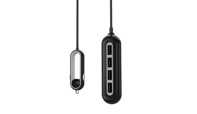 Whizzy 4 USB Port Car Charger 9.6Amp - Black