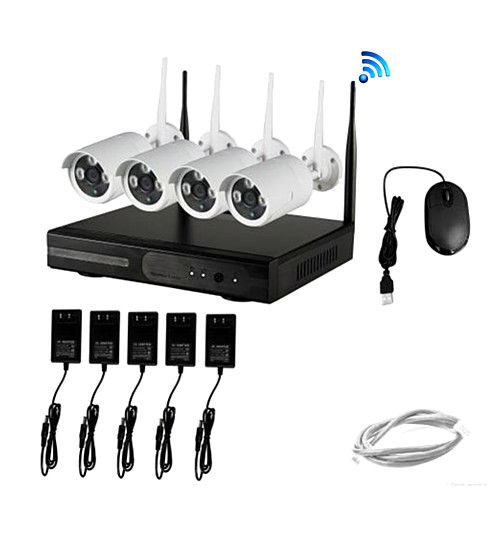 HD 4 Channel 720P Wireless IP Camera CCTV Security Surveillance System NVR KIT