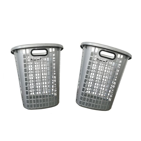 Laundry Basket For Bathroom Or Clothes - Silver (Pack Of 2)
