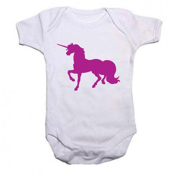 Pink Unicorn Baby Grow/ Onesie - White