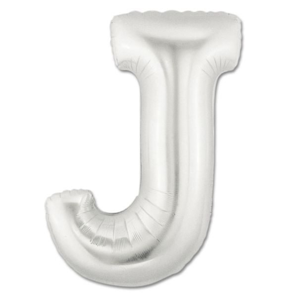 Silver foil balloon J (Size: 103 cm x 70 cm)