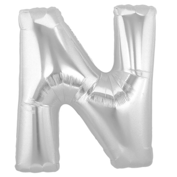 Silver foil balloon N (Size: 114 x 84 cm)