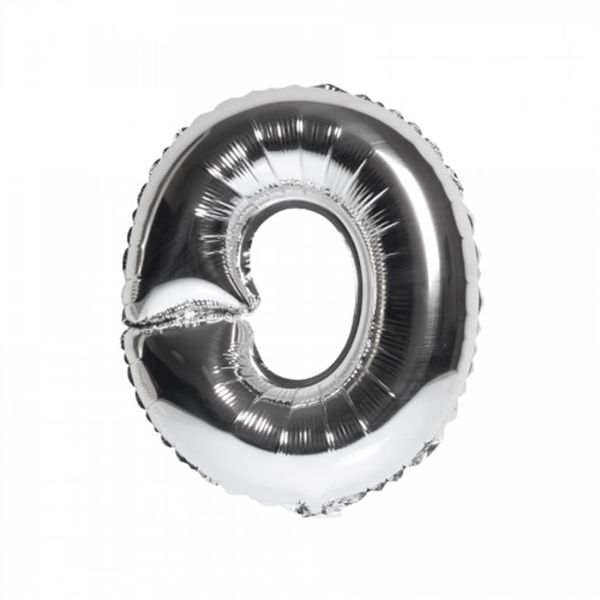 Silver foil balloon O (Size: 98 cm x 93 cm)