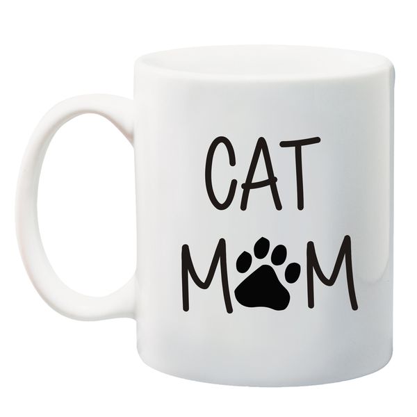Qtees Africa Cat Mom - White Printed Mug