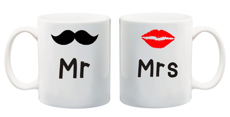 Qtees Africa Mr And Mrs - White Printed Mug Set