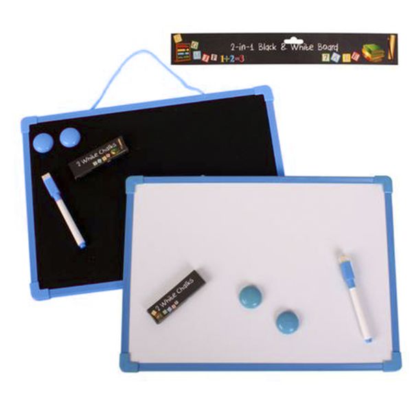 2-in-1 Educational Whiteboard / Chalkboard for Learning - Blue