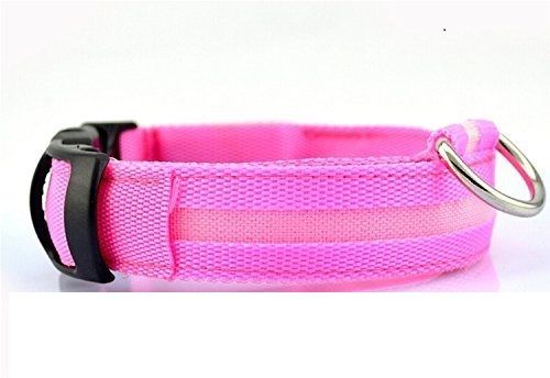 LED Dog Safety Collar - Pink (Size: Large)