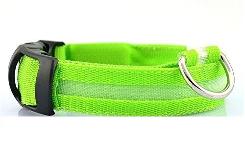 LED Dog Safety Collar - Green (Size: Medium)