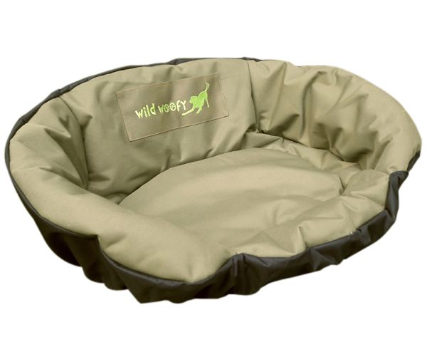Wild Woofy Plastic Frame Bed With Padded Waterproof Ripstop Cover - Olive (Size: 950 x 700mm)