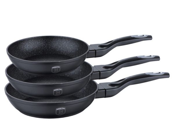 Berlinger Haus 3-Piece Marble Coating Change Flame Guard Fry Pan Set - Colour Changing Line