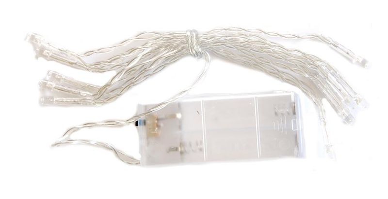 10 LED Multi-Coloured Battery Operated Fairy Lights On Clear Cable - Set of 5
